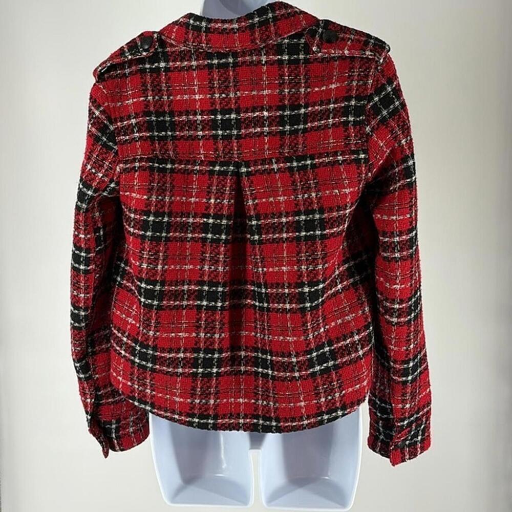 Zara Red Plaid Cropped Jacket - Picture 3 of 6